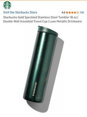 Starbucks Gold Speckled Stainless Steel Tumbler 16 oz